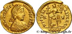 Roman Coins VALENTINIAN III Type : Solidus Date : c. 430-445 Mint name / Town : Ravenne Metal : gold Millesimal fineness : 1000 ‰ Diameter : 21 mm Orientation dies : 1 h. Weight : 4,21 g. Rarity : R2 