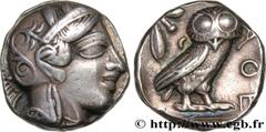 Greek Coins ATTICA - ATHENS Type : Tétradrachme Date : c. 410 AC. Mint name / Town : Attique, Athènes Metal : silver Diameter : 23 mm Orientation dies : 9 h. Weight : 17,17 g. Obverse legend : Anépigr