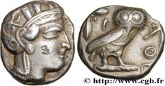 Greek Coins ATTICA - ATHENS Type : Tétradrachme Date : c. 420 AC. Mint name / Town : Athènes, Attique Metal : silver Diameter : 24,5 mm Orientation dies : 9 h. Weight : 16,94 g. Obverse legend : Anépi
