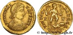 Roman coins HONORIUS Type : Solidus Date : 402-403 Mint name / Town : Ravenne Metal : gold Millesimal fineness : 1000 ‰ Diameter : 21 mm Orientation dies : 6 h. Weight : 4,48 g. Obverse legend : D N H