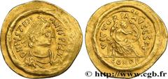 Byzantine coins JUSTINIAN I Type : Semissis Date : 527-552 Mint name / Town : Constantinople Metal : gold Diameter : 19,5 mm Orientation dies : 6 h. Weight : 2,15 g. Obverse legend : D N IVSTINI-ANVS 
