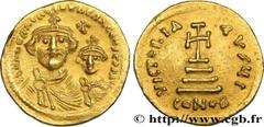 Byzantine coins HERACLIUS and HERACLIUS CONSTANTINE Type : Solidus Date : 616-625 Mint name / Town : Constantinople Metal : gold Millesimal fineness : 1000 ‰ Diameter : 20,5 mm Orientation dies : 6 h.