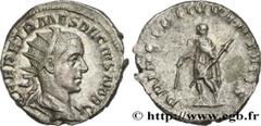 Roman coins HERENNIUS ETRUSCUS Type : Antoninien  Date : 250  Mint name / Town : Rome  Metal : billon  Millesimal fineness : 400  ‰ Diameter : 20  mm Orientation dies : 12  h. Weight : 4,44  g. Rarity