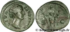 FAUSTINE MERE(+141)Annia Galeria FaustinaConsécration d'Antonin le Pieux Dupondius, (GB, ئ 25) N° v31_0284    Date : c. 147 Nom de l'atelier : Rome Métal : cuivre Diamètre : 25mm Axe des coins : 12h. 