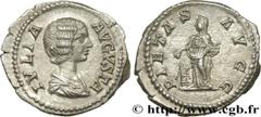 Roman coins JULIA DOMNA Type : Denier Date : 204 Mint name / Town : Rome Metal : silver Millesimal fineness : 550 ‰ Diameter : 19 mm Orientation dies : 6 h. Weight : 3,16 g. Officine : 6e Obverse lege
