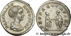 Roman coins PLAUTILLA Type : Denier Date : 202 Mint name / Town : Rome Metal : silver Millesimal fineness : 550 ‰ Diameter : 19 mm Orientation dies : 6 h. Weight : 3,43 g. Rarity : R1 Officine : 2e Ob