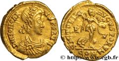 Roman coins HONORIUS Type : Tremissis Date : c. 402/403- 405/406 Mint name / Town : Ravenne Metal : gold Diameter : 13,5 mm Orientation dies : 6 h. Weight : 1,43 g. Rarity : R1 Obverse legend : DN HON