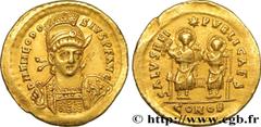 Roman coins THEODOSIUS II Type : Solidus Date : c. 425-429 Mint name / Town : Constantinople Metal : gold Millesimal fineness : 1000 ‰ Diameter : 21 mm Orientation dies : 6 h. Weight : 4,45 g. Rarity 