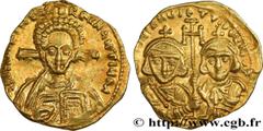 Byzantine coins JUSTINIAN II Type : Tremissis Date : 705-711 Mint name / Town : Constantinople Metal : gold Millesimal fineness : 1000 ‰ Diameter : 17,5 mm Orientation dies : 6 h. Weight : 1,51 g. Rar