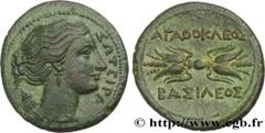 Greek Coins SICILY - SYRACUSE Type : Hemilitron Date : c. 295-289 AC. Mint name / Town : Syracuse, Sicile Metal : copper Diameter : 24,5 mm Orientation dies : 9 h. Weight : 7,54 g. Rarity : R1 Obverse