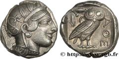 Greek Coins ATTICA - ATHENS Type : Tétradrachme Date : c. 420 AC. Mint name / Town : Athènes Metal : silver Diameter : 24 mm Orientation dies : 7 h. Weight : 17,21 g. Obverse legend : Anépigraphe Obve