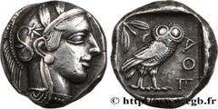 Greek Coins ATTICA - ATHENS Type : Tétradrachme Date : c. 430 AC. Mint name / Town : Athènes Metal : silver Diameter : 24 mm Orientation dies : 9 h. Weight : 17,11 g. Obverse legend : Anépigraphe Obve