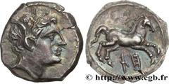 Greek Coins SICILY - AKRAGAS Type : Quart de shekel  Date : c. 213-210 AC.  Mint name / Town : Agrigente (Akragas), Sicile  Metal : silver  Diameter : 15,5  mm Orientation dies : 5  h. Weight : 1,84  