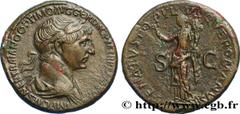 Roman coins TRAJANUS Type : Sesterce  Date : 116  Mint name / Town : Rome  Metal : copper  Diameter : 33,50  mm Orientation dies : 6  h. Weight : 24,47  g. Rarity : R1  Officine : 2e  Obverse legend :