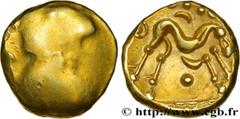 Celtic coins AMBIANI (Area of Amiens) Type : Statère d'or uniface  Date : c. 60-50 AC.  Mint name / Town : Amiens (80)  Metal : gold  Diameter : 16,5  mm Weight : 6,30  g. Rarity : R1  Obverse legend 
