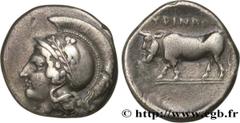 Greek Coins CAMPANIA - HYRIA Type : Nomos, statère ou didrachme  Date : c. 395-385 AC.  Mint name / Town : Hyria  Metal : silver  Diameter : 22,5  mm Orientation dies : 9  h. Weight : 6,98  g. Rarity 