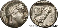 Greek Coins ATTICA - ATHENS Type : Tétradrachme  Date : c. 420 AC.  Mint name / Town : Athènes  Metal : silver  Diameter : 25  mm Orientation dies : 7  h. Weight : 16,46  g. Obverse legend : Anépigrap