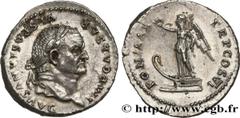 Roman coins VESPASIAN Type : Denier  Date : 75  Mint name / Town : Rome  Metal : silver  Millesimal fineness : 900  ‰ Diameter : 20  mm Orientation dies : 6  h. Weight : 3,47  g. Rarity : R1  Obverse 