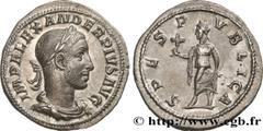 Roman coins SEVERUS ALEXANDER Type : Denier  Date : 232  Mint name / Town : Rome  Metal : silver  Millesimal fineness : 500  ‰ Diameter : 20  mm Orientation dies : 1  h. Weight : 3,48  g. Officine : 4