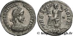 Roman coins VALENTINIAN II Type : Silique  Date : 375-378  Mint name / Town : Aquilée  Metal : silver  Diameter : 18,5  mm Orientation dies : 6  h. Weight : 1,72  g. Obverse legend : D N VALENTINIA-NV