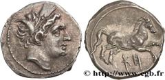 Greek Coins SICILY - AKRAGAS Type : Quart de shekel  Date : c. 213-210 AC.  Mint name / Town : Agrigente (Akragas), Sicile  Metal : silver  Diameter : 15,5  mm Orientation dies : 5  h. Weight : 1,53  