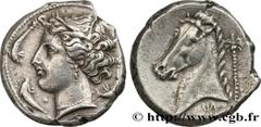 Greek Coins SICILY - SICULO-PUNIC - ENTELLA Type : Tétradrachme  Date : c. 320/315 - 305/300 AC.  Mint name / Town : Entella, Sicile  Metal : silver  Diameter : 26  mm Orientation dies : 7  h. Weight 