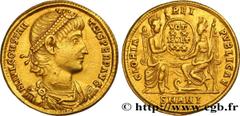 Roman coins CONSTANTIUS II Type : Solidus  Date : 347-350/351  Mint name / Town : Antioche  Metal : gold  Millesimal fineness : 1000  ‰ Diameter : 21,5  mm Orientation dies : 6  h. Weight : 4,43  g. R