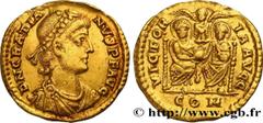 Roman coins GRATIAN Type : Solidus  Date : c. 380-382  Mint name / Town : Italie du Nord  Metal : gold  Millesimal fineness : 1000  ‰ Diameter : 20  mm Orientation dies : 12  h. Weight : 4,35  g. Rari