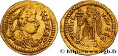 Roman coins LIBIUS SEVERUS Type : Tremissis  Date : c. 461-465  Mint name / Town : Toulouse  Metal : gold  Diameter : 15  mm Orientation dies : 5  h. Weight : 1,43  g. Rarity : R3  Obverse legend : D 