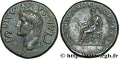 AUGUSTE(+19 août 14)Restitution de Caligula Dupondius, (MB, ئ 30 ) N° v32_0137    Date : 37-41 Nom de l'atelier : Rome Métal : cuivre Diamètre : 30mm Axe des coins : 7h. Poids : 15,74g. Degré de raret
