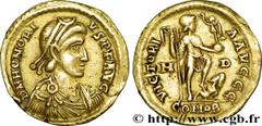 HONORIUS(22/01/393-15/08/423)Flavius Honorius Solidus N° v32_0734    Date : 395-401 ou 402 Nom de l'atelier : Emilie, Milan Métal : or Diamètre : 21mm Axe des coins : 6h. Poids : 4,38g. Etat de conser