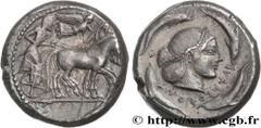 Greek Coins SICILY - SYRACUSE Type : Tétradrachme  Date : c. 480-475 AC.  Mint name / Town : Syracuse, Sicile  Metal : silver  Diameter : 24,5  mm Orientation dies : 8  h. Weight : 17,36  g. Rarity : 