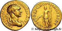 Roman coins TRAJANUS Type : Aureus  Date : 22e ém.  Date : 107  Mint name / Town : Rome  Metal : gold  Millesimal fineness : 1000  ‰ Diameter : 20  mm Orientation dies : 6  h. Weight : 7,23  g. Rarity