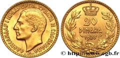 World coins YUGOSLAVIA - KINGDOM OF SERBS, CROATS AND SLOVENES - ALEXANDER I Type : 20 Dinara  Date : 1925  Mint name / Town : Paris  Quantity minted : 1000  Metal : gold  Millesimal fineness : 900  ‰