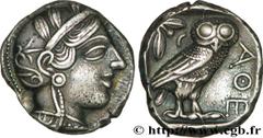 ATTIQUE - ATHENES(Ve siècle avant J.-C.) Tétradrachme N° v34_0165    Date : c. 420 AC. Nom de l'atelier : Athènes Métal : argent Diamètre : 24,5mm Axe des coins : 7h. Poids : 17,00g. Etat de conservat