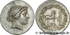 EOLIDE - CYME(IIe siècle avant J.-C.) Tétradrachme stéphanophore N° v34_0189    Date : c. 160 AC. Nom de l'atelier : Cymé Métal : argent Diamètre : 33,5mm Axe des coins : 12h. Poids : 16,85g. Degré de