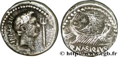 POMPEE(106-48 avant J.-C.)Cnوus Pompeius MagnusRestitution de Sextus Pompée(67-35 avant J.-C.) Denier N° v34_0401    Date : c. 44-43 AC. Nom de l'atelier : Marseille ? Métal : argent Diamètre : 17mm A