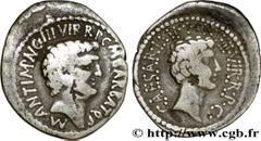 MARC ANTOINE et OCTAVE(41 avant J.-C.)Marcus Antonius, Caius Julius Cوsar Octavianus Denier N° v34_0411    Date : c. 41 AC. Nom de l'atelier : Asie, Ephèse Métal : argent Diamètre : 21,5mm Axe des coi