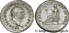 DOMITIEN(12/69-18/09/96)Titus Flavius DomitianusCésar sous Vespasien (12/69-24/06/79) Denier N° v34_0460    Date : 79 Nom de l'atelier : Rome Métal : argent Diamètre : 19mm Axe des coins : 6h. Poids :