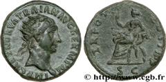 TRAJAN(27/10/97-8/08/117)Marcus Ulpius TraianusAuguste(25/01/98-8/08/117) Dupondius, (MB, ئ 28) N° v34_0484    Date : 99 Nom de l'atelier : Rome Métal : cuivre Diamètre : 28mm Axe des coins : 6h. Poid