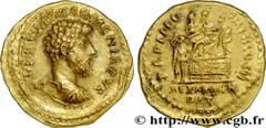 LUCIUS VERUS(7/03/161-02/169)Lucius Aurelius Verus Aureus N° v34_0548    Date : 164 Nom de l'atelier : Rome Métal : or Diamètre : 20,5mm Axe des coins : 1h. Poids : 7,34g. Degré de rareté : UNIQUE Eta