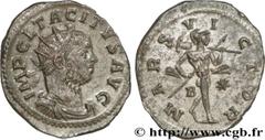 TACITE(11-12/275-06/276)Marcus Claudius Tacitus Aurelianus N° v34_0782    Date : 276 Nom de l'atelier : Gaule, Lyon Métal : billon Diamètre : 23mm Axe des coins : 6h. Poids : 4,31g. Etat de conservati