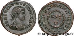 CONSTANTIN II(1/03/317-04/340)Flavius Claudius Julius ConstantinusCésar(1/03/317-9/09/337) Centenionalis ou nummus N° v34_1002    Date : 320-321 Nom de l'atelier : Emilie, Ticinum Métal : cuivre Diamè