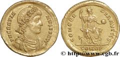 GRATIEN(24/08/367-25/08/383)Flavius Gratianus Solidus N° v34_1071    Date : 382-383 Nom de l'atelier : Constantinople Métal : or Diamètre : 21mm Axe des coins : 6h. Poids : 4,47g. Degré de rareté : R3