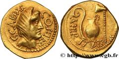Roman coins JULIUS CAESAR Type : Aureus  Date : 46 AC.  Mint name / Town : Rome  Metal : gold  Millesimal fineness : 1000  ‰ Diameter : 19,5  mm Orientation dies : 9  h. Weight : 8,08  g. Rarity : R1 
