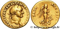 Roman coins VESPASIAN Type : Aureus  Date : 71  Mint name / Town : Lyon  Metal : gold  Millesimal fineness : 1000  ‰ Diameter : 19  mm Orientation dies : 7  h. Weight : 7,22  g. Rarity : R1  Obverse l