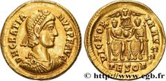 Roman coins GRATIAN Type : Solidus  Date : c. 379  Mint name / Town : Thessalonique  Metal : gold  Millesimal fineness : 1000  ‰ Diameter : 20,5  mm Orientation dies : 12  h. Weight : 4,48  g. Rarity 