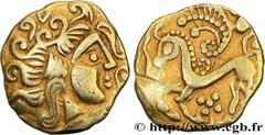 Celtic coins PARISII (Area of Paris) Type : Quart de statère d'or, classe II  Date : c. 60-52 AC.  Mint name / Town : Paris (75)  Metal : gold  Diameter : 14  mm Orientation dies : 5  h. Weight : 1,51