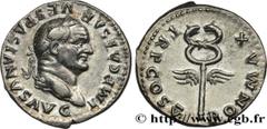 Roman coins VESPASIAN Type : Denier  Date : 74  Mint name / Town : Rome  Metal : silver  Millesimal fineness : 900  ‰ Diameter : 19,5  mm Orientation dies : 6  h. Weight : 3,12  g. Obverse legend : IM