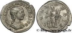 Roman coins AQUILIA SEVERA Type : Denier  Date : 220  Mint name / Town : Rome  Metal : silver  Millesimal fineness : 500  ‰ Diameter : 18,5  mm Orientation dies : 6  h. Weight : 2,90  g. Rarity : R2  